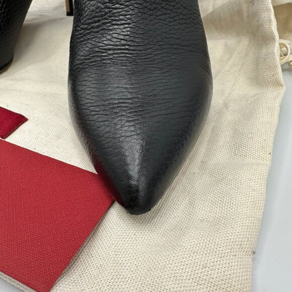 Valentino Garavani Rockstud Moto Grained Leather Ankle Bootie Black Size 39.5 - Picture 12 of 13